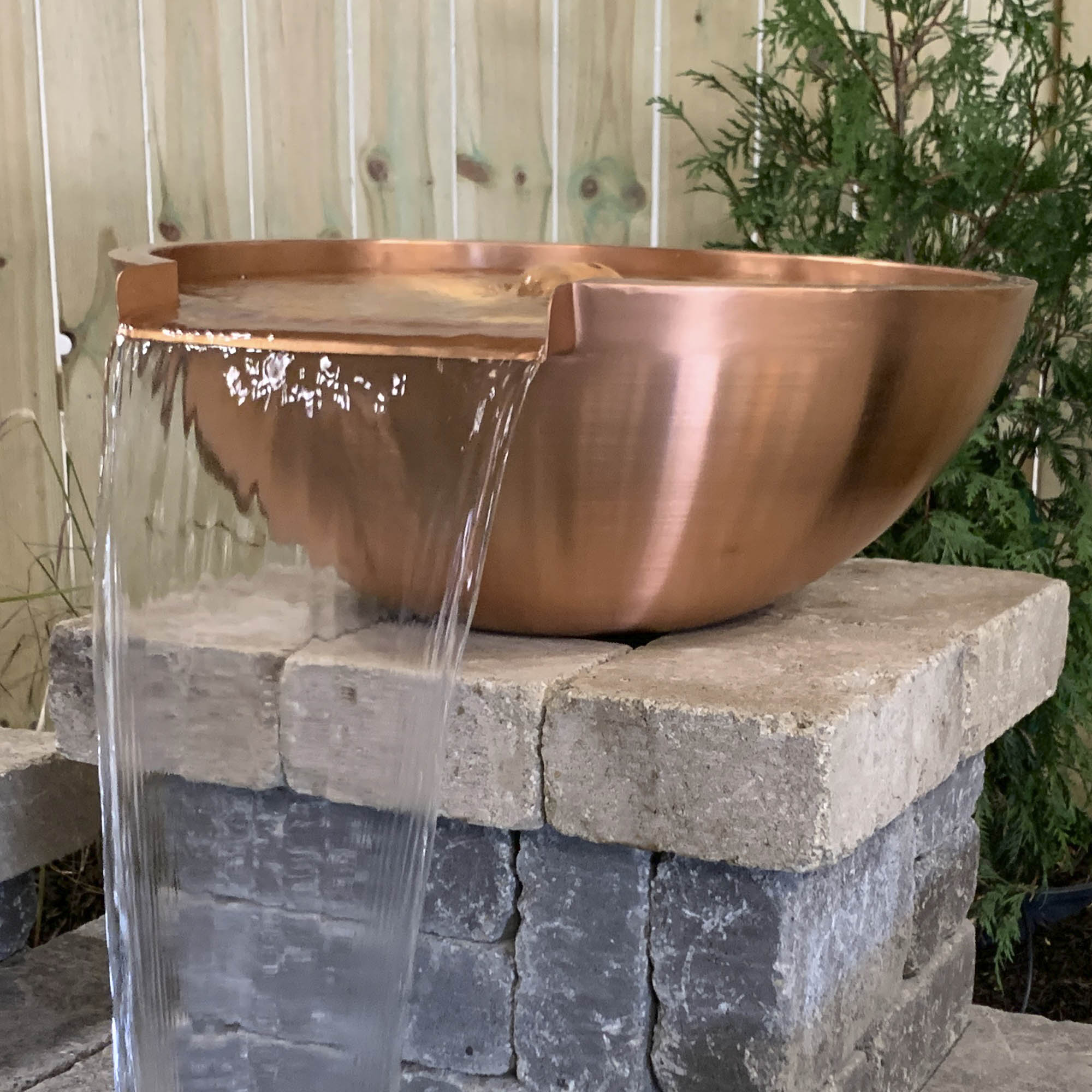 26" Round Copper Bowl w/ 12" Spillway